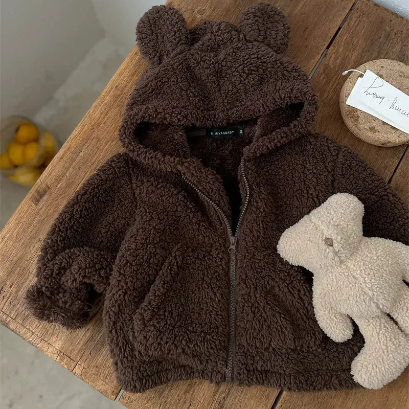 カーディガン・パーカー キッズトップス ボアフリースくま耳フーディジップアップパーカージャケット【mh0007984】