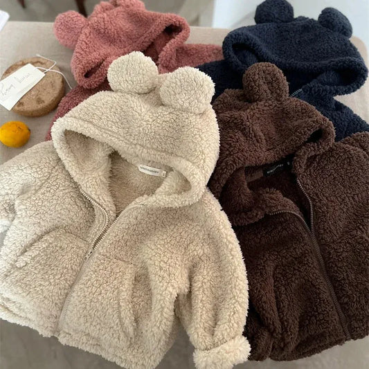 カーディガン・パーカー キッズトップス ボアフリースくま耳フーディジップアップパーカージャケット【mh0007984】