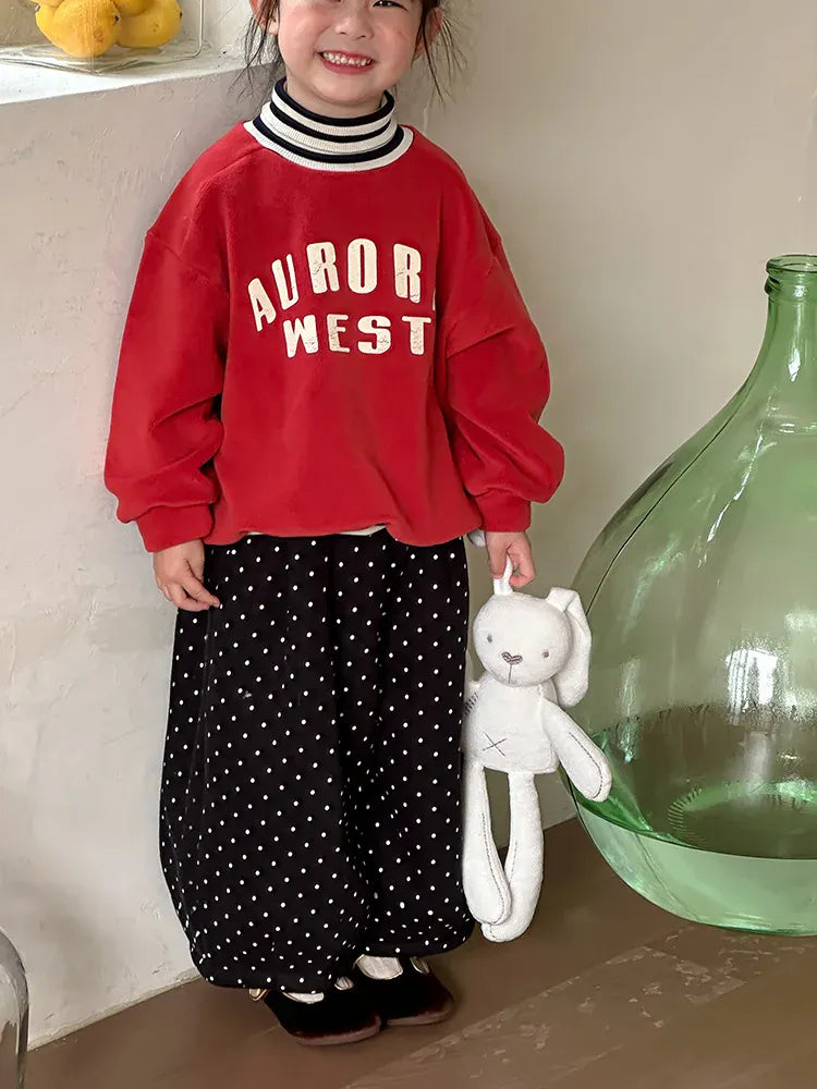 トレーナー・フーディ キッズトップス ボーダーリブニットハイネックドッキング長袖スウェットシャツ【mh0007991】