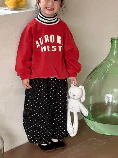 トレーナー・フーディ キッズトップス ボーダーリブニットハイネックドッキング長袖スウェットシャツ【mh0007991】