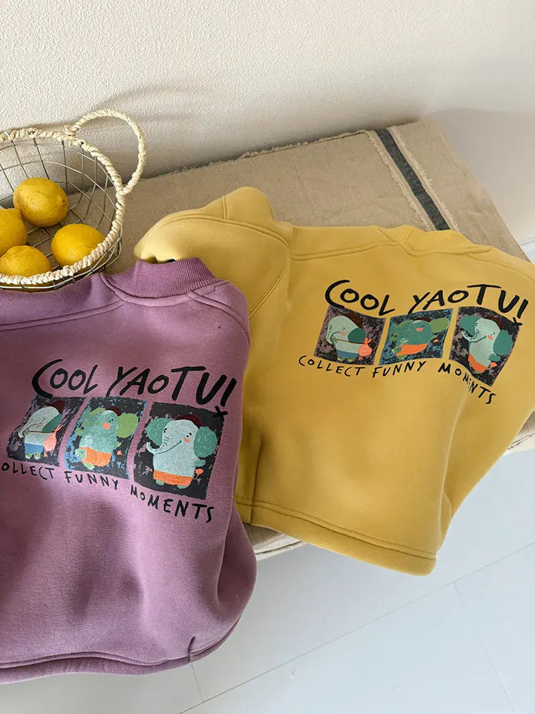 トレーナー・フーディ キッズトップス バックプリントハイネックフリース長袖スウェットプルオーバー【mh0007993】