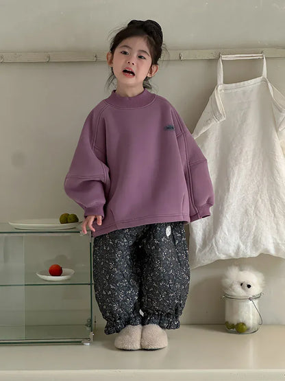 トレーナー・フーディ キッズトップス バックプリントハイネックフリース長袖スウェットプルオーバー【mh0007993】