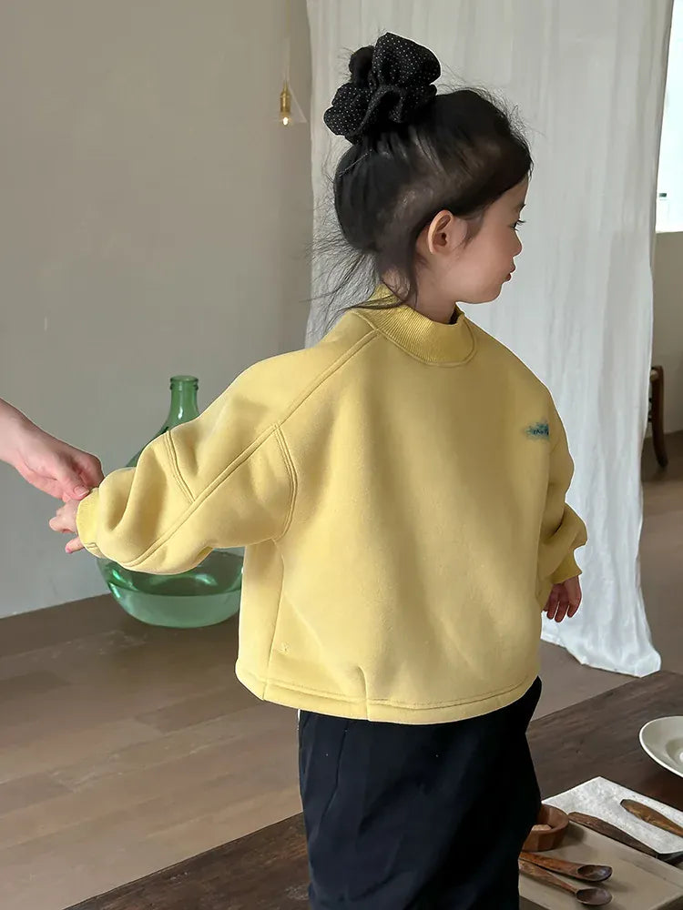 トレーナー・フーディ キッズトップス バックプリントハイネックフリース長袖スウェットプルオーバー【mh0007993】