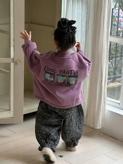 トレーナー・フーディ キッズトップス バックプリントハイネックフリース長袖スウェットプルオーバー【mh0007993】