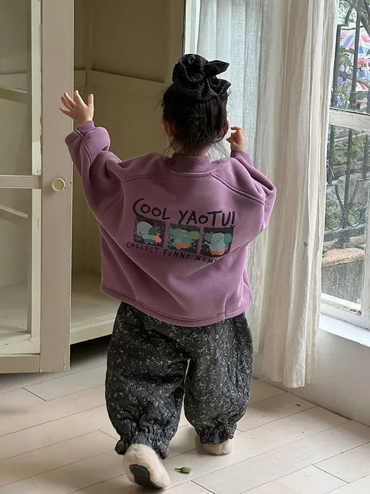 トレーナー・フーディ キッズトップス バックプリントハイネックフリース長袖スウェットプルオーバー【mh0007993】