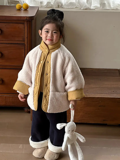 ショートコート・ジャケット・ジャンパー キッズジャケット 裏ボアフリースキルティングリバーシブルブルゾンジャケットコート【mh0007999】