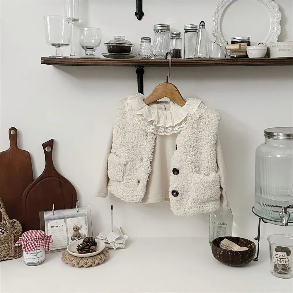 ベスト ベビーベスト ボアフリースもこもこ前あきベスト【mh0008015】