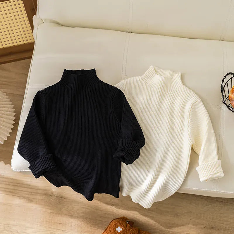 ニット・セーター キッズトップス リブニットハイネックボトルネックシンプル長袖カットソー【mh0008017】