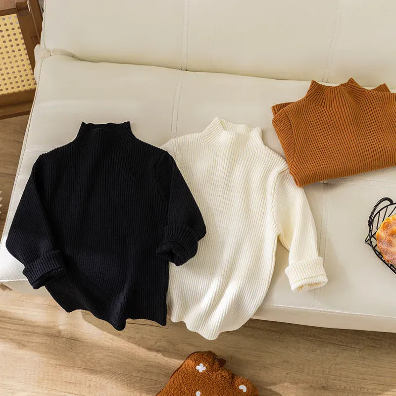 ニット・セーター キッズトップス リブニットハイネックボトルネックシンプル長袖カットソー【mh0008017】