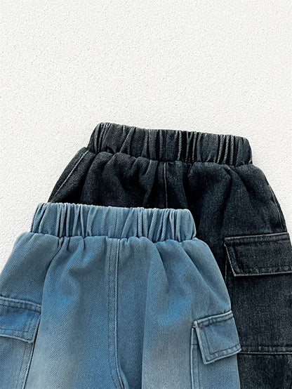 デニムパンツ ベビーキッズパンツ デニムルーズカーゴパンツジーンズ【mh0008018】