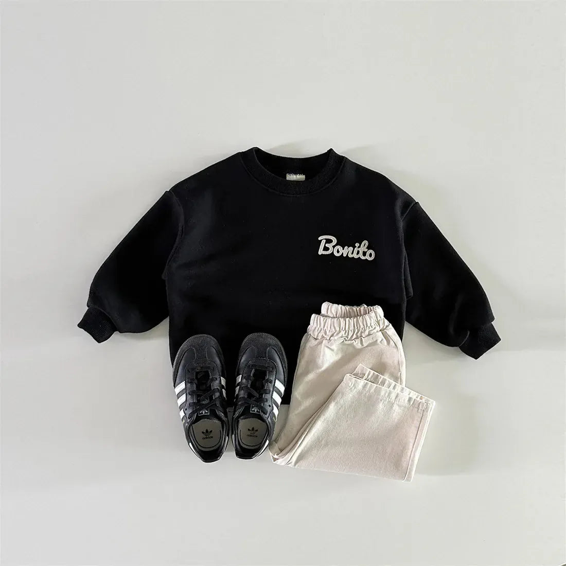 トレーナー・フーディ ベビートップス レターロゴ刺繍ワンポイント長袖スウェットシャツ【mh0008024】