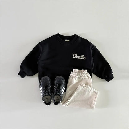 トレーナー・フーディ ベビートップス レターロゴ刺繍ワンポイント長袖スウェットシャツ【mh0008024】