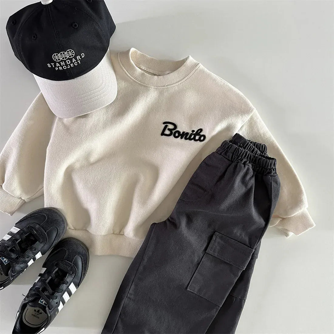 トレーナー・フーディ ベビートップス レターロゴ刺繍ワンポイント長袖スウェットシャツ【mh0008024】