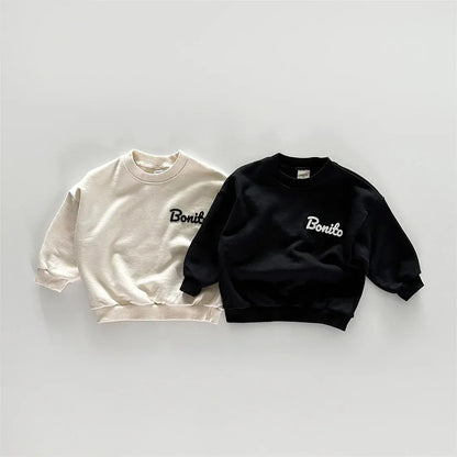 トレーナー・フーディ ベビートップス レターロゴ刺繍ワンポイント長袖スウェットシャツ【mh0008024】