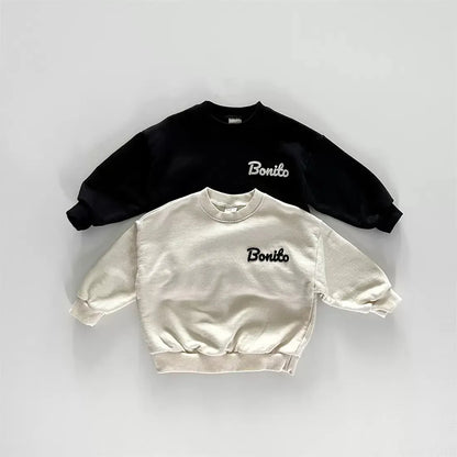 トレーナー・フーディ ベビートップス レターロゴ刺繍ワンポイント長袖スウェットシャツ【mh0008024】