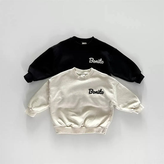 トレーナー・フーディ ベビートップス レターロゴ刺繍ワンポイント長袖スウェットシャツ【mh0008024】