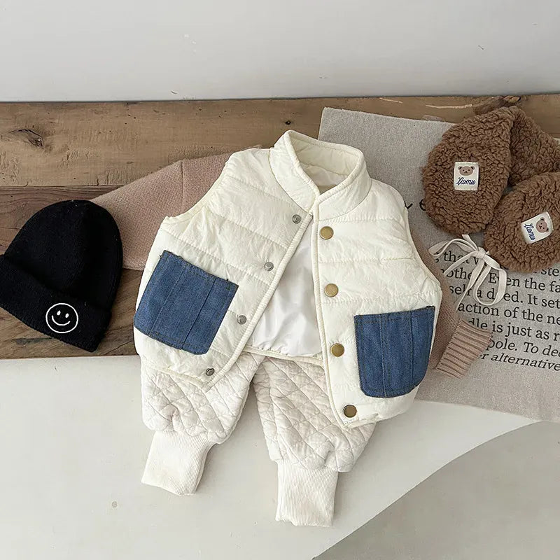 ベスト ベビーベスト パッチポケットキルトパデッドアウターベスト【mh0008032】