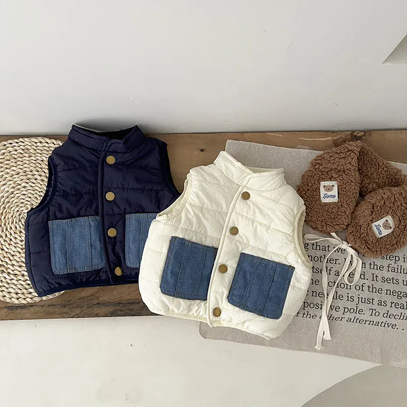 ベスト ベビーベスト パッチポケットキルトパデッドアウターベスト【mh0008032】