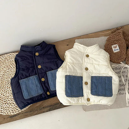 ベスト ベビーベスト パッチポケットキルトパデッドアウターベスト【mh0008032】