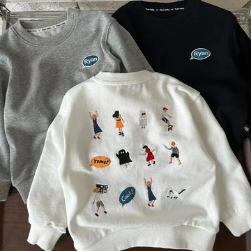 トレーナー・フーディ キッズトップス バック刺繍長袖スウェットシャツ【mh0008034】