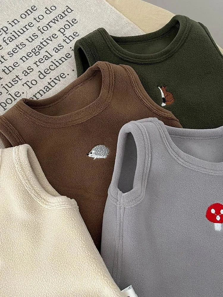 ベスト ベビーベスト ワンポイント刺繍フリースベスト【mh0008037】