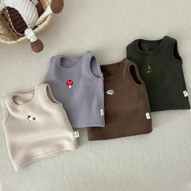 ベスト ベビーベスト ワンポイント刺繍フリースベスト【mh0008037】