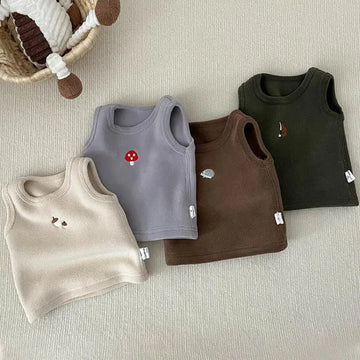 ベスト ベビーベスト ワンポイント刺繍フリースベスト【mh0008037】