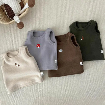 ベスト ベビーベスト ワンポイント刺繍フリースベスト【mh0008037】