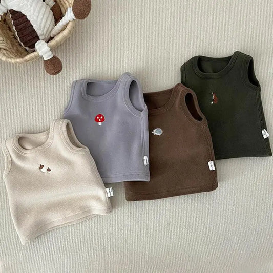 ベスト ベビーベスト ワンポイント刺繍フリースベスト【mh0008037】