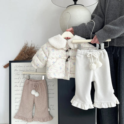 ロングパンツ・スウェットパンツ ベビーパンツ ぽんぽん付きフリルロングパンツ【mh0008039】