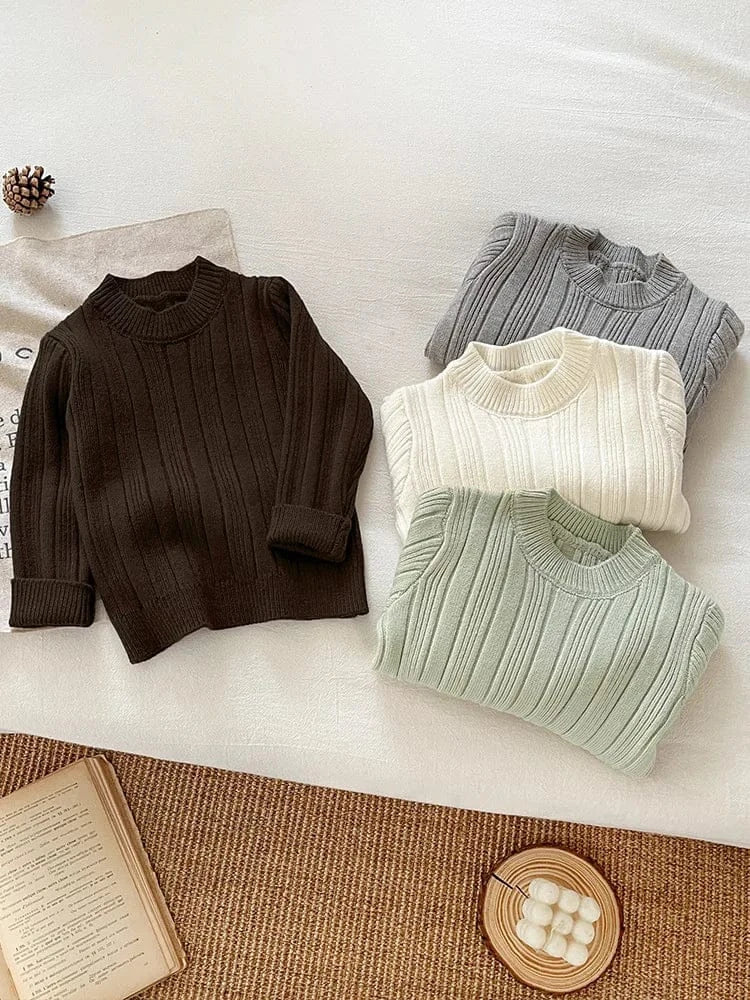 ニット・セーター ベビーキッズ リブニットシンプルベーシックニット長袖セーター【mh0008042】