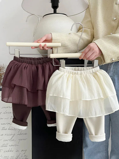 レギンスパンツ ベビーパンツ ティアードケーキスカートドッキングレギンスパンツ スカッツ【mh0008045】