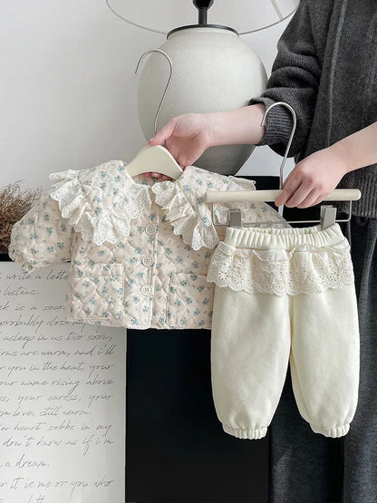 ロングパンツ・スウェットパンツ ベビーパンツ レースフリルペプラム裏フリースロングスウェットパンツ【mh0008046】