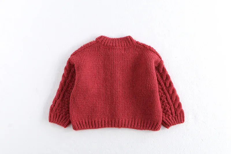 カーディガン・パーカー キッズカーディガン アラン編みケーブルニットざっくり長袖ジャケット【mh0008050】