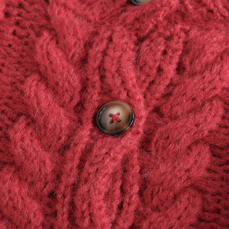 カーディガン・パーカー キッズカーディガン アラン編みケーブルニットざっくり長袖ジャケット【mh0008050】