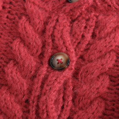 カーディガン・パーカー キッズカーディガン アラン編みケーブルニットざっくり長袖ジャケット【mh0008050】