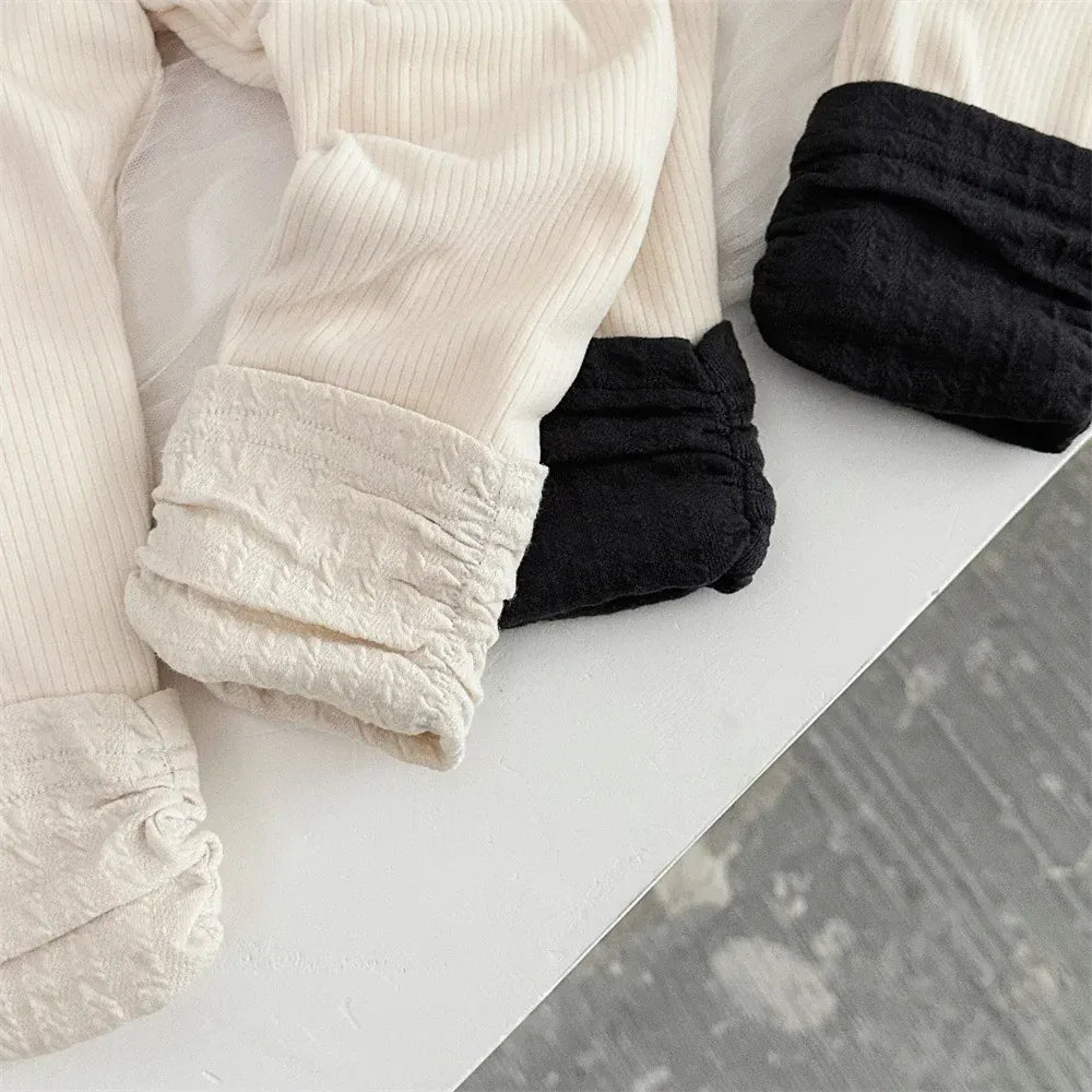 レギンスパンツ ベビーパンツ くしゅくしゅレッグウォーマードッキング裏フリース厚手レギンスパンツ【mh0008089】