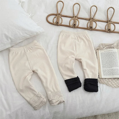 レギンスパンツ ベビーパンツ くしゅくしゅレッグウォーマードッキング裏フリース厚手レギンスパンツ【mh0008089】