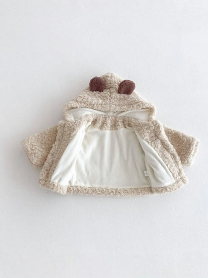 ショートコート・ジャケット・ジャンパー ベビーキッズアウター 耳付きフーディボアフリースジャケットコート【mh0008096】