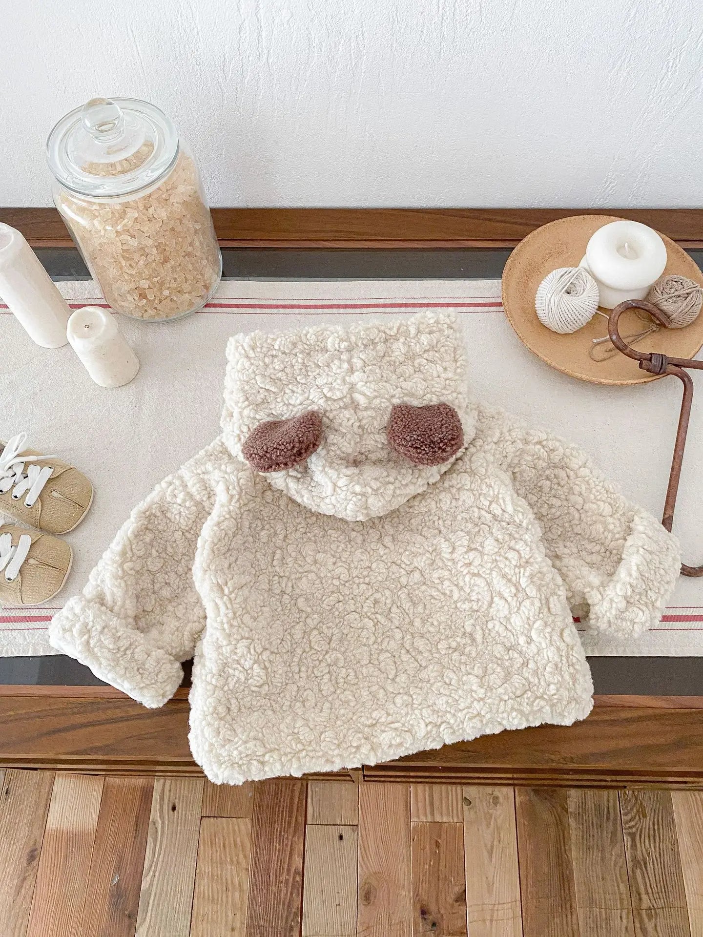 ショートコート・ジャケット・ジャンパー ベビーキッズアウター 耳付きフーディボアフリースジャケットコート【mh0008096】