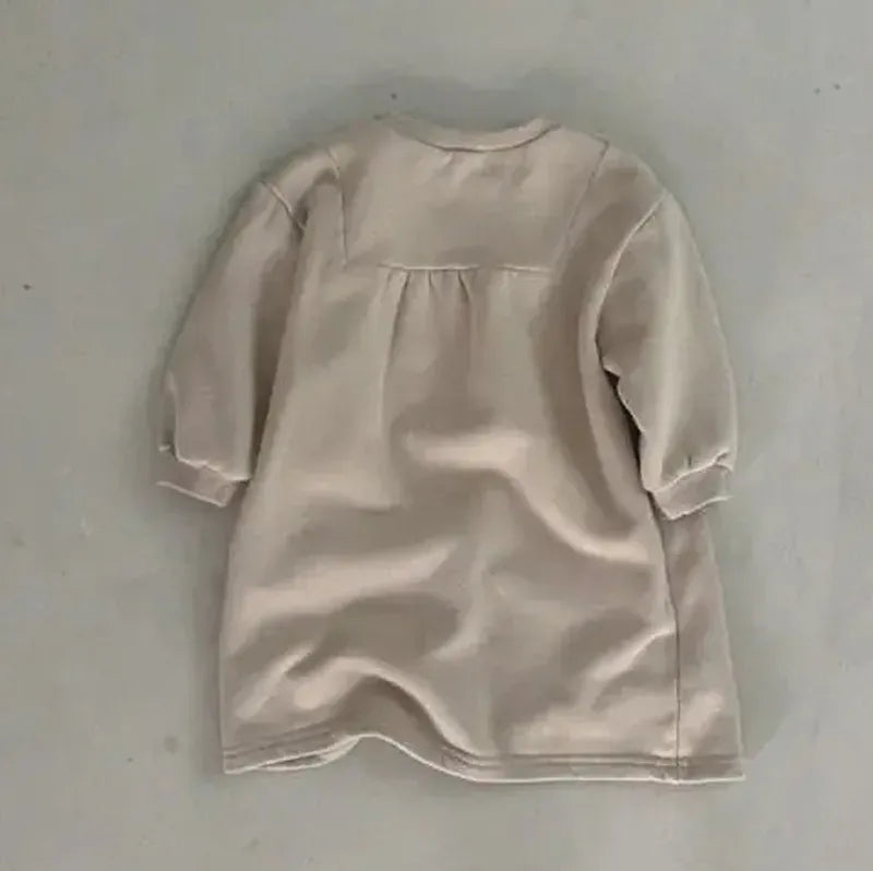 長袖ワンピース キッズワンピース レターロゴプリントスウェット長袖ロングトレーナーワンピース【mh0008097】