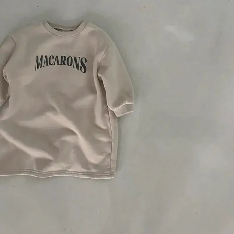 長袖ワンピース キッズワンピース レターロゴプリントスウェット長袖ロングトレーナーワンピース【mh0008097】