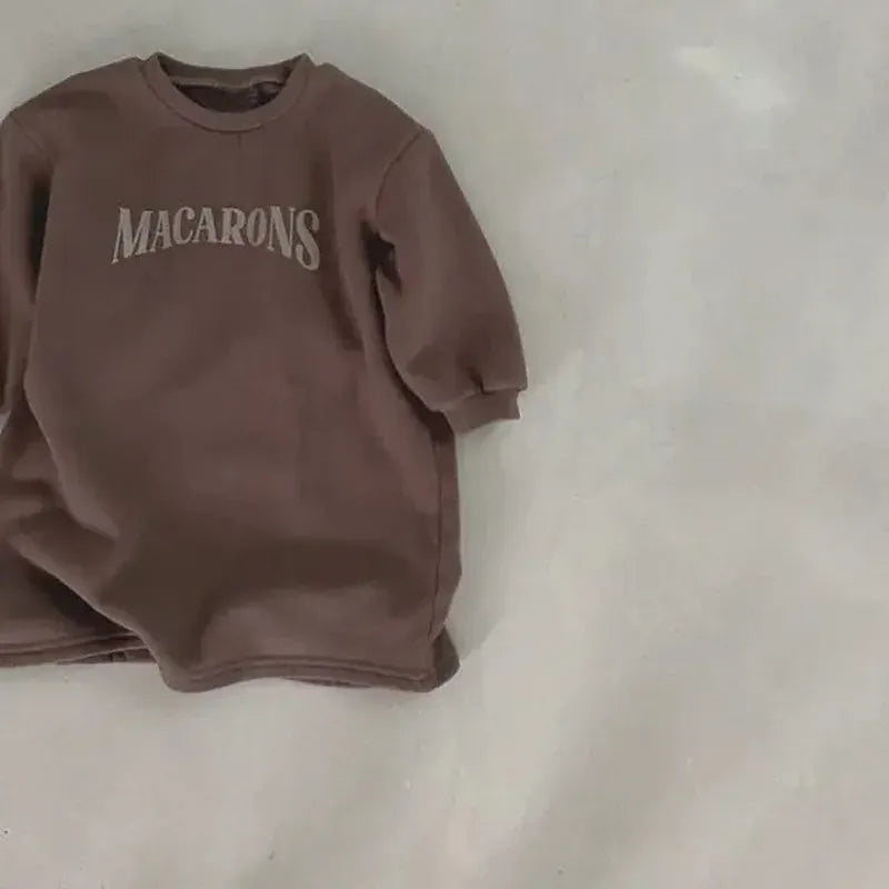 長袖ワンピース キッズワンピース レターロゴプリントスウェット長袖ロングトレーナーワンピース【mh0008097】