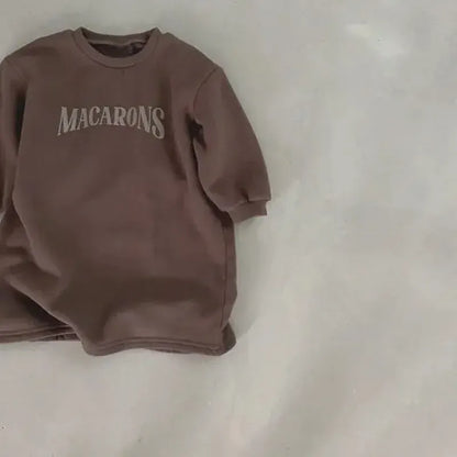 長袖ワンピース キッズワンピース レターロゴプリントスウェット長袖ロングトレーナーワンピース【mh0008097】