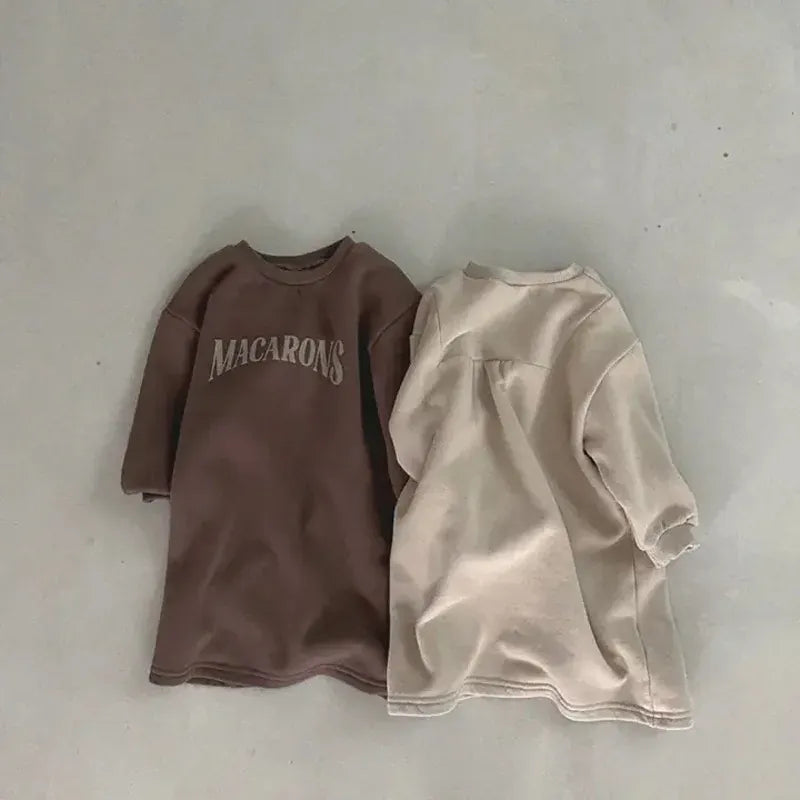 長袖ワンピース キッズワンピース レターロゴプリントスウェット長袖ロングトレーナーワンピース【mh0008097】