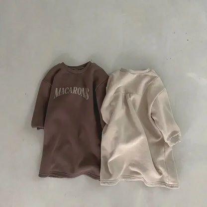 長袖ワンピース キッズワンピース レターロゴプリントスウェット長袖ロングトレーナーワンピース【mh0008097】