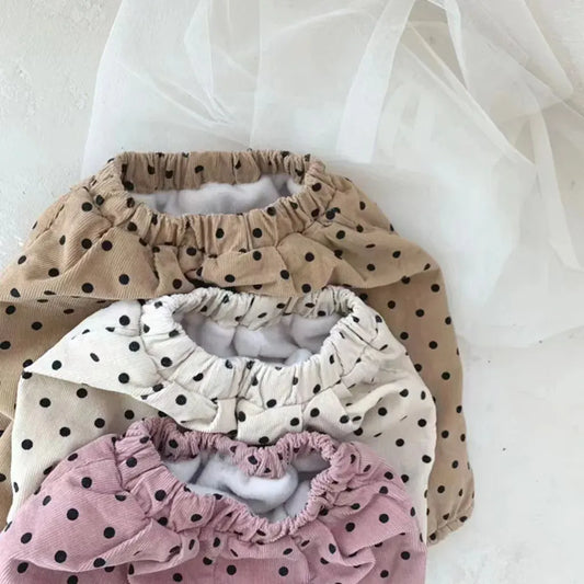 ロングパンツ・スウェットパンツ ベビーパンツ 水玉ドットプリント裏フリースロングパンツ【mh0008137】