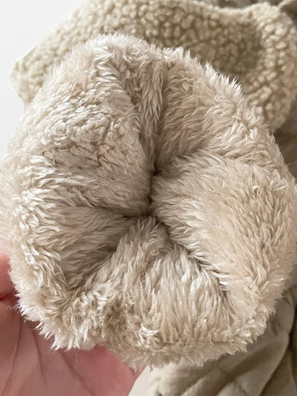 ショートコート・ジャケット・ジャンパー ベビーアウター リボン刺繍ボアフリース襟付きキルティングペプラムコートジャケット【mh0008159】