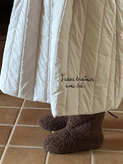 スカート キッズスカート レターロゴ刺繍キルティング防寒スカート【mh0008180】