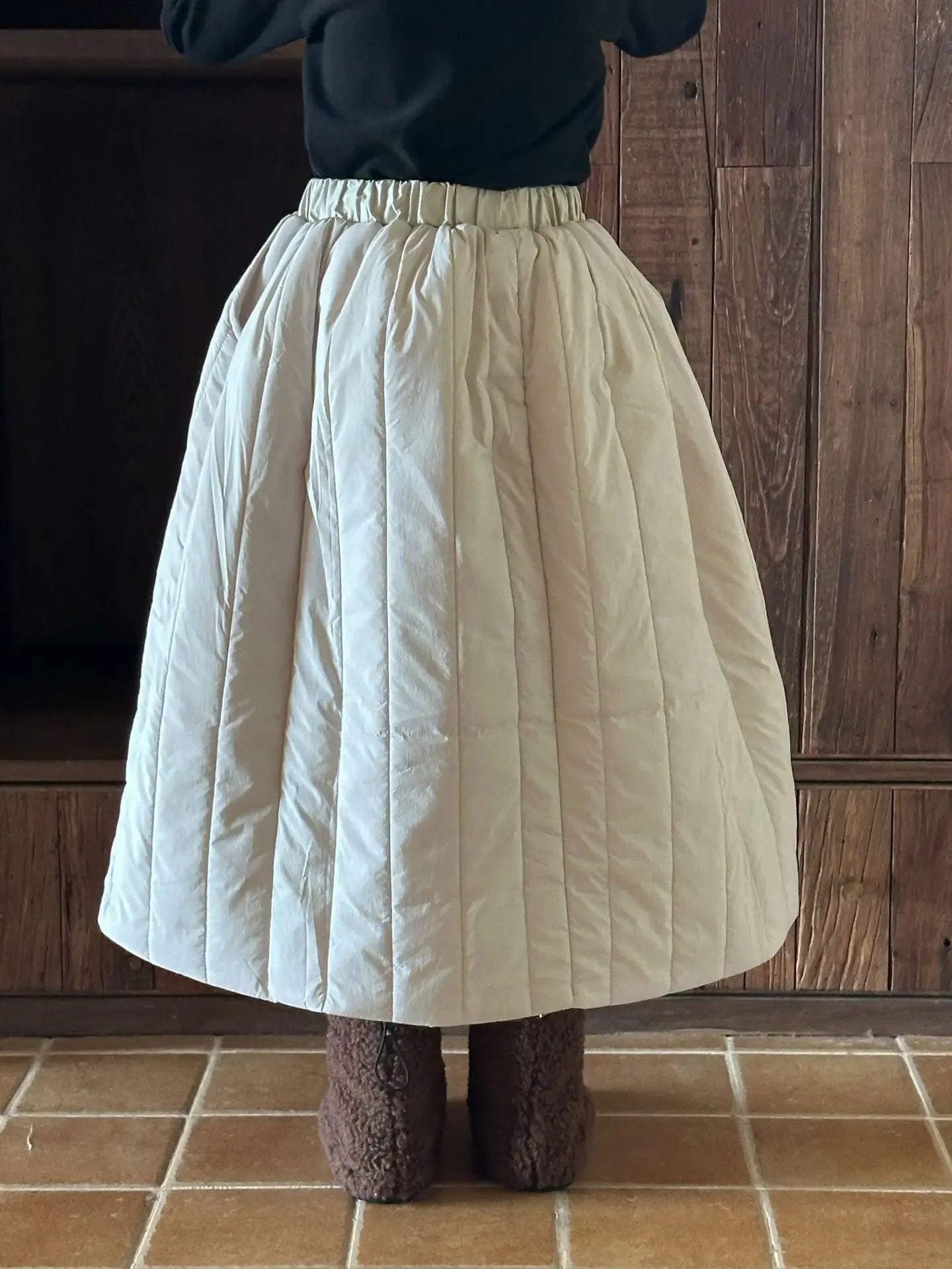 スカート キッズスカート レターロゴ刺繍キルティング防寒スカート【mh0008180】